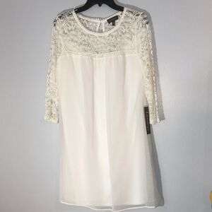 Luxology Ivory Lace Long Sleeve Dress Size 10 Mini